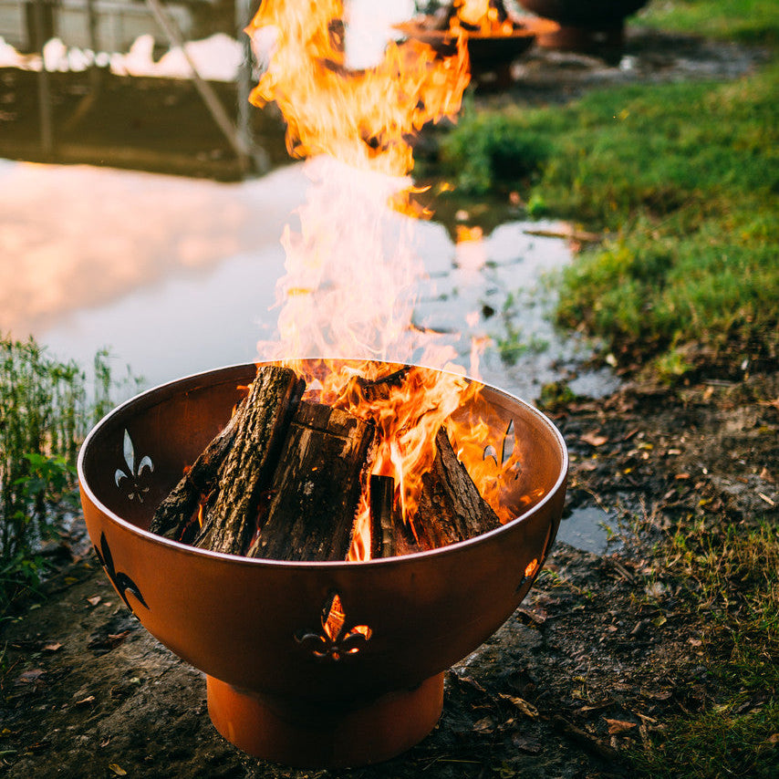 Fire Pit Art Fleur de Lis Wood Burning Fire Pit