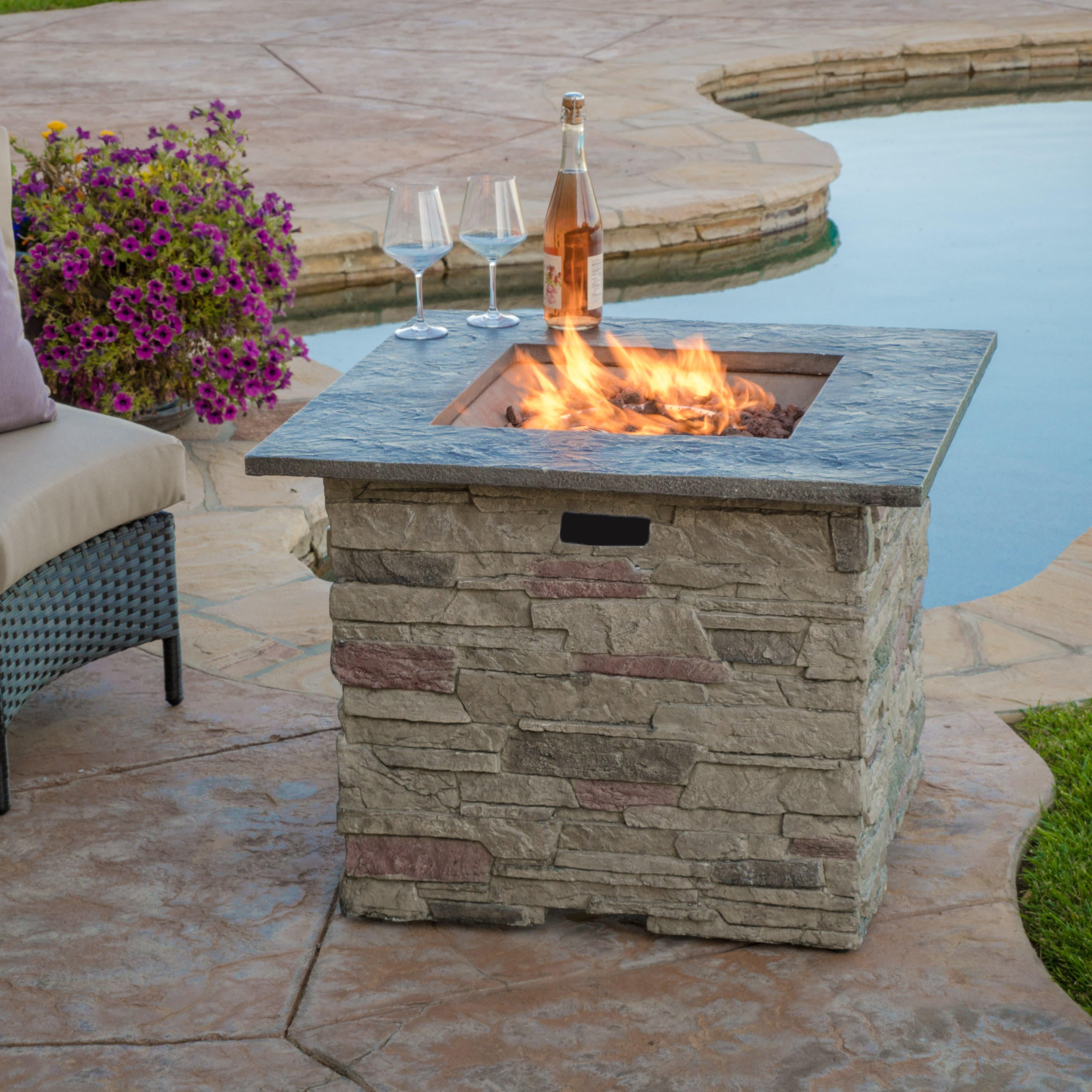 Fireside Realm Rocky Slate Fire Pit