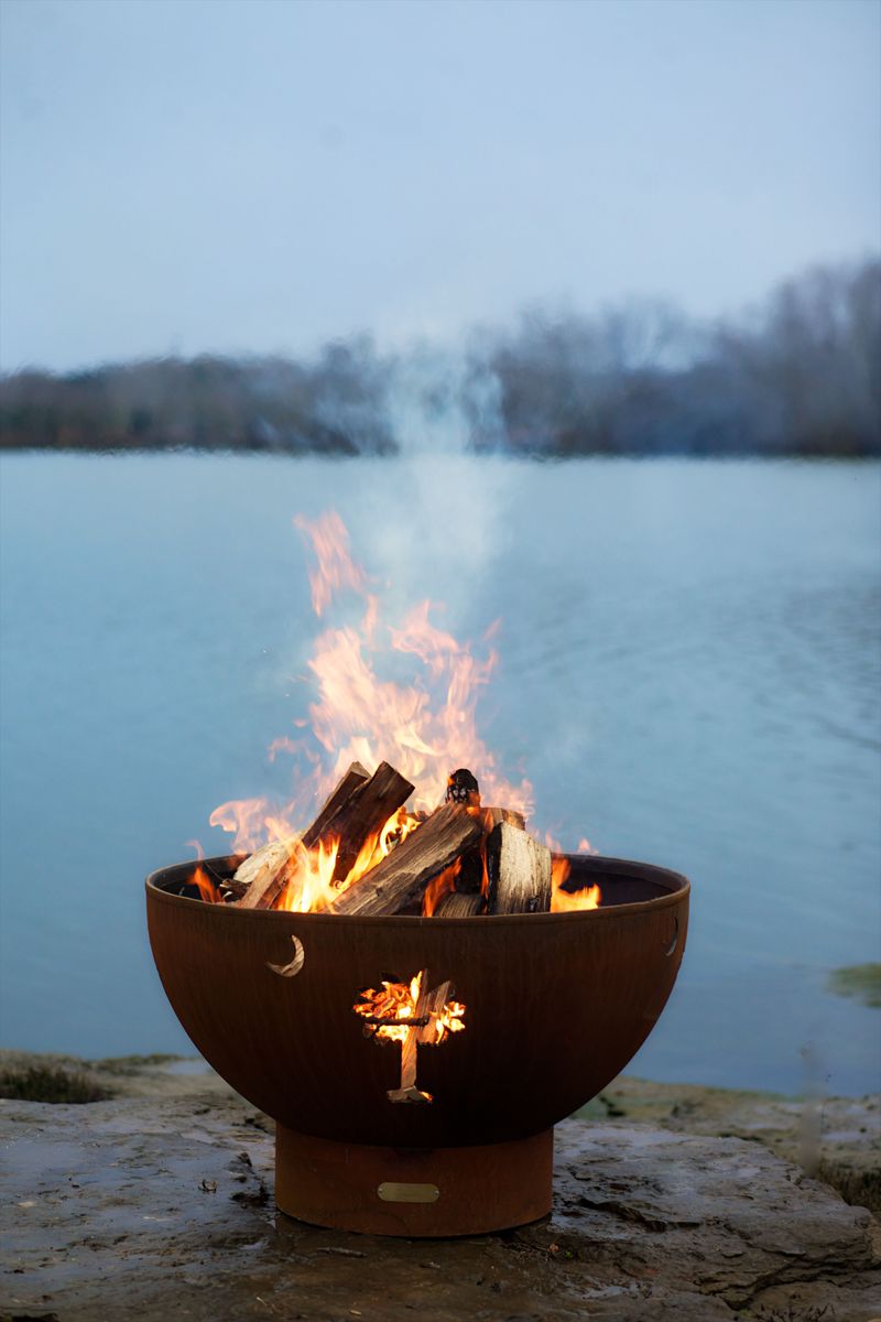 Fire Pit Art Tropical Moon Wood Burning Fire Pit