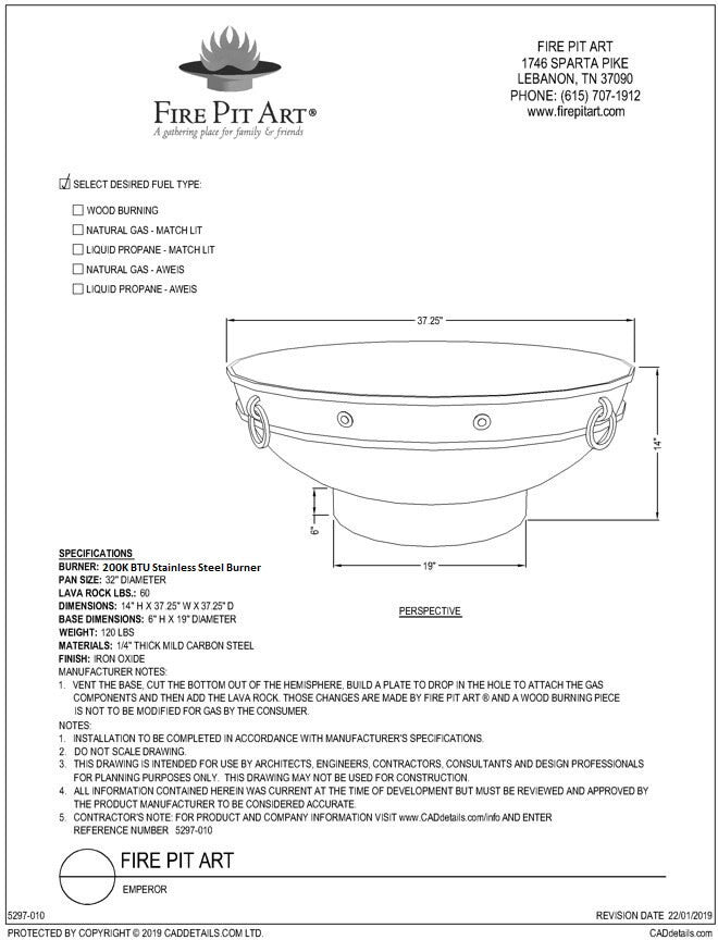Fire Pit Art Emperor Gas Fire Pit
