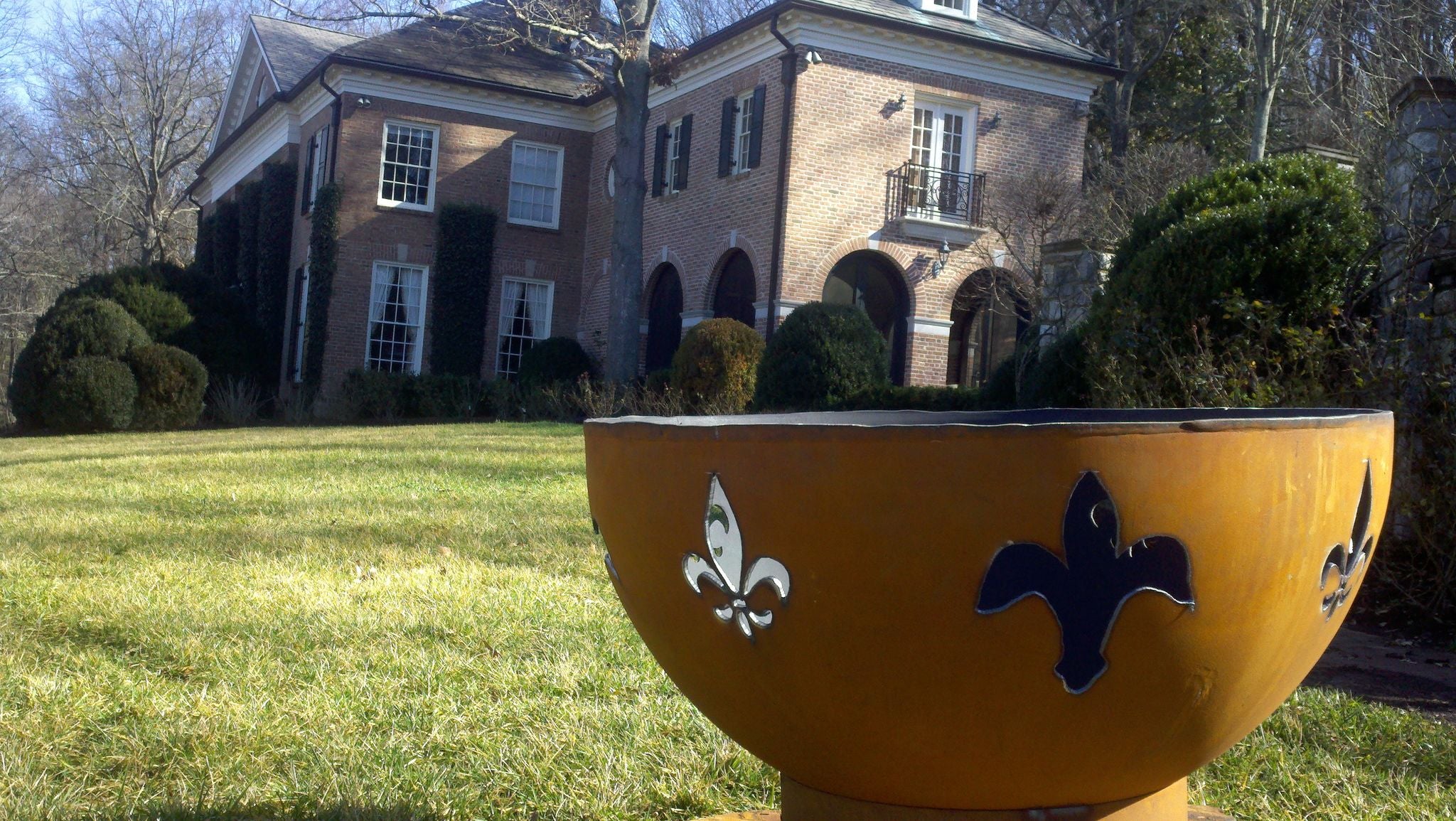 Fire Pit Art Fleur de Lis Wood Burning Fire Pit