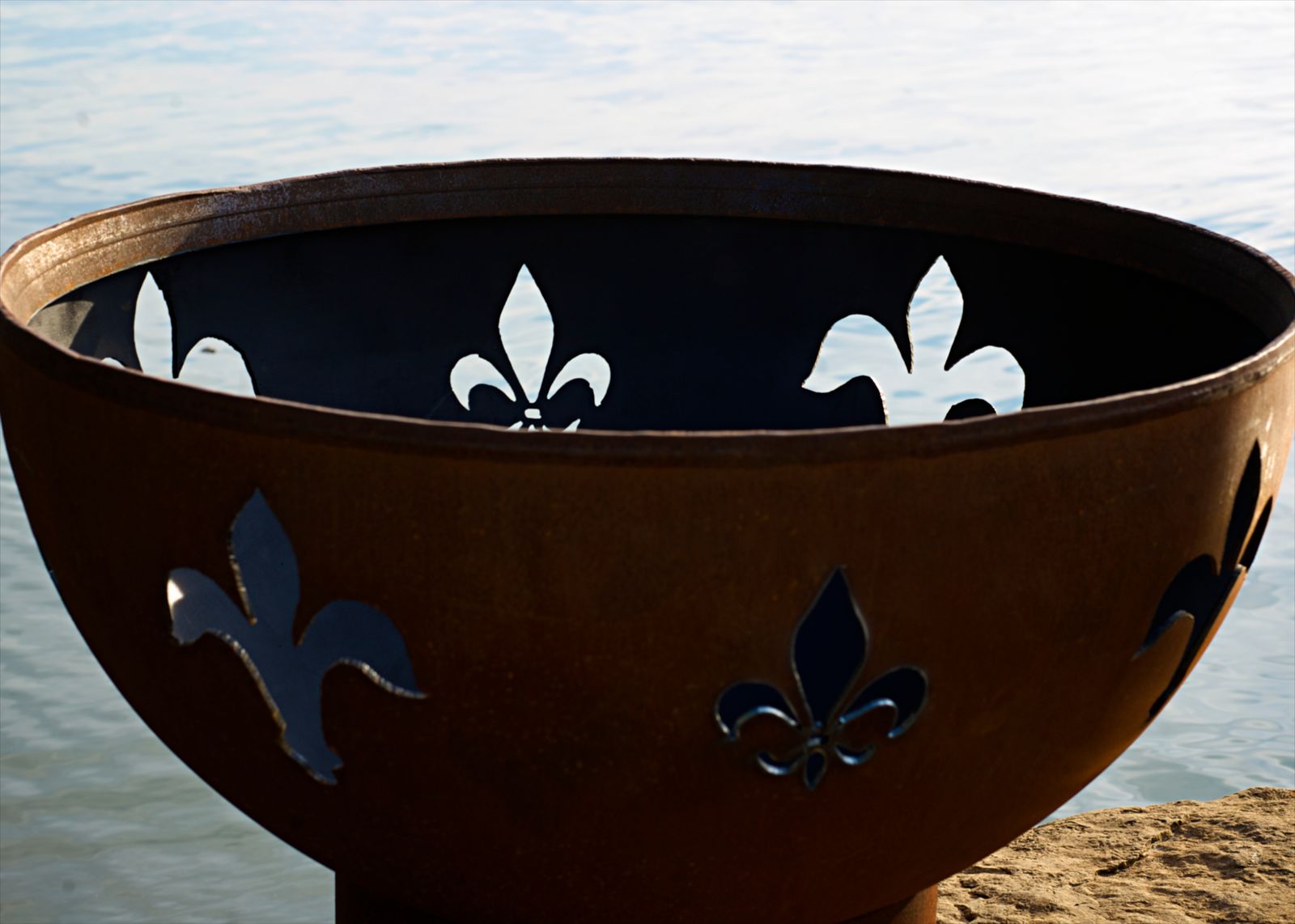 Fire Pit Art Fleur de Lis Wood Burning Fire Pit