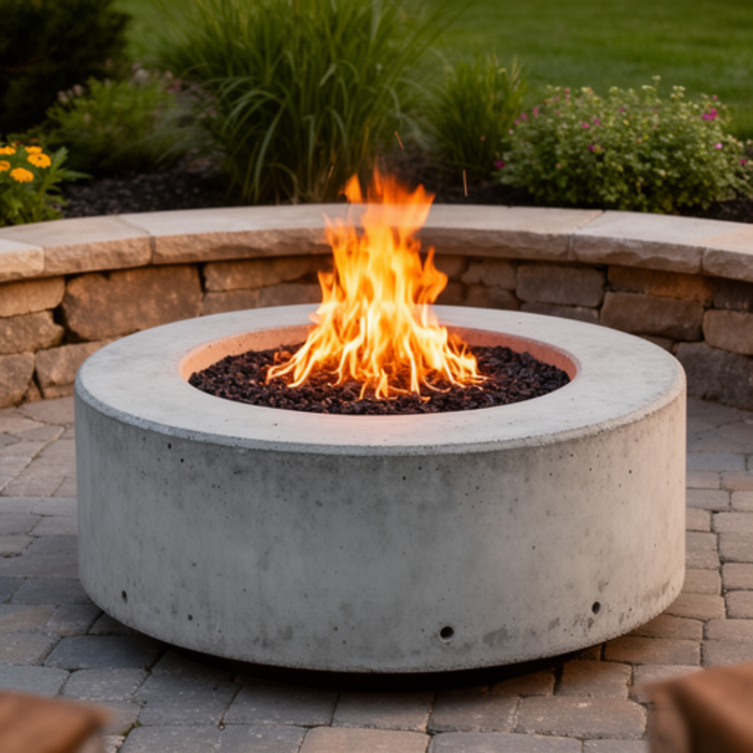 Fireside Realm 48" Round Concrete Gas Fire Bowl