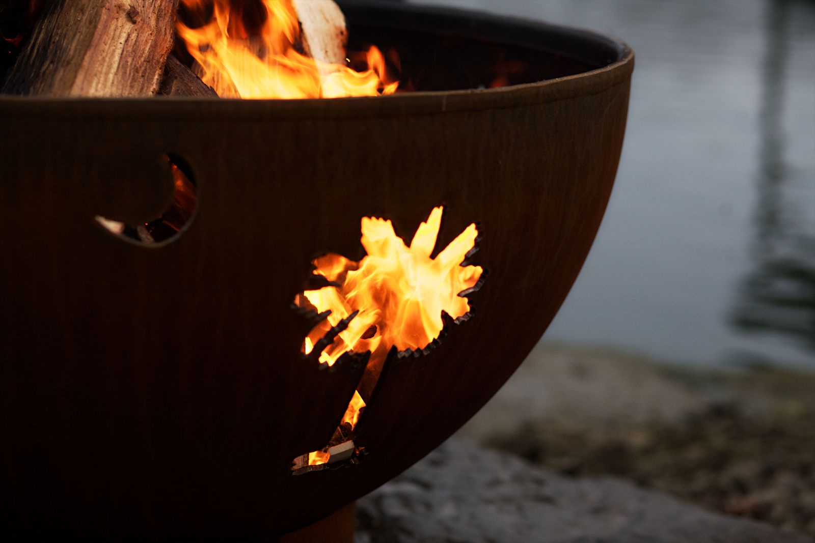 Fire Pit Art Tropical Moon Gas Fire Pit