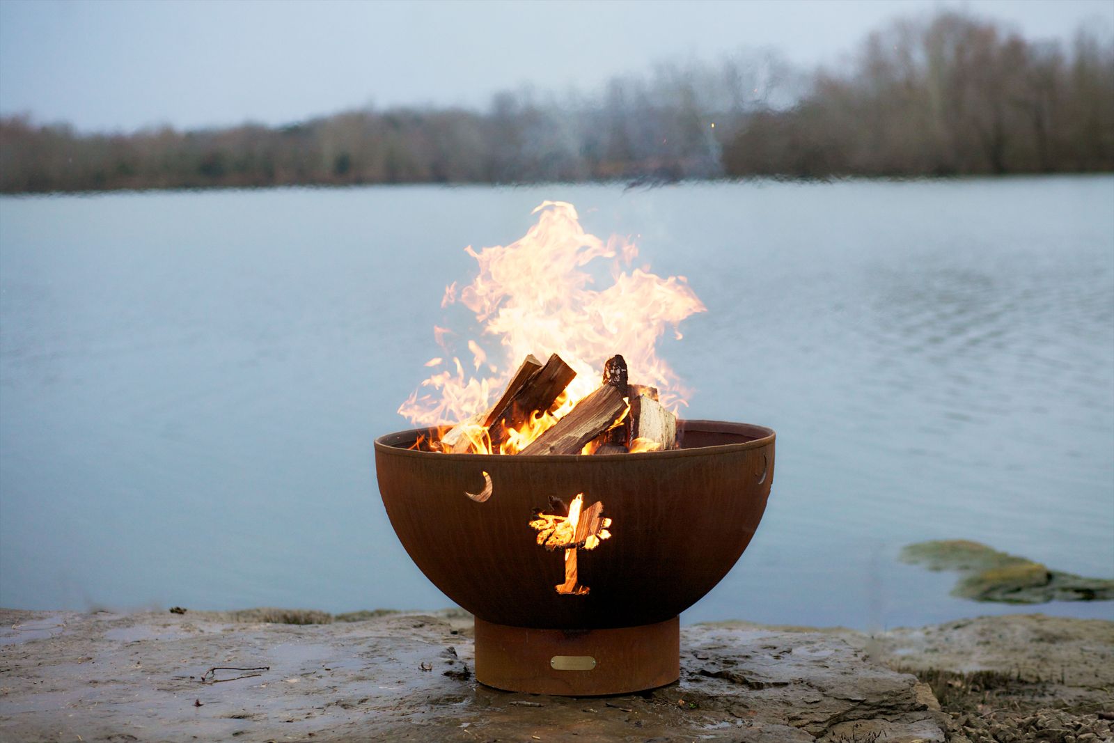 Fire Pit Art Tropical Moon Wood Burning Fire Pit
